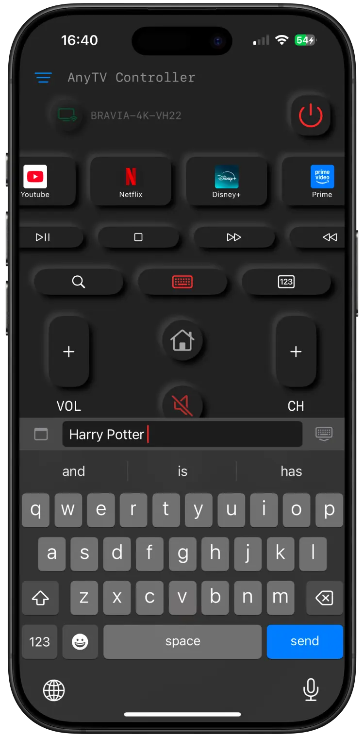 keyboard - tap on iPhone input on TV